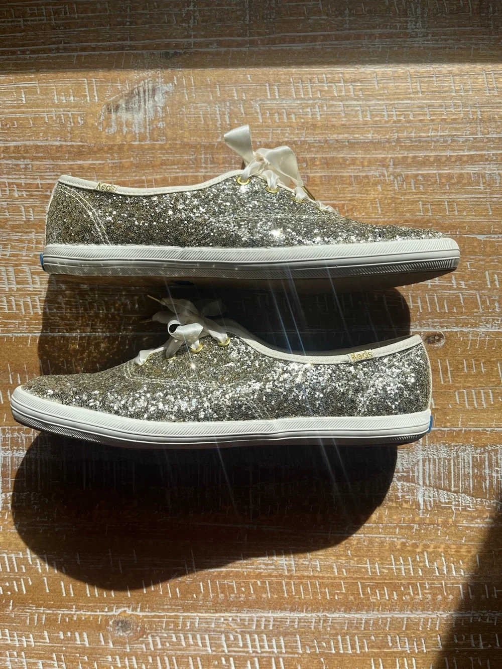 kate spade Gold Glitter Lace-Up Sneakers - Picture 5 of 7
